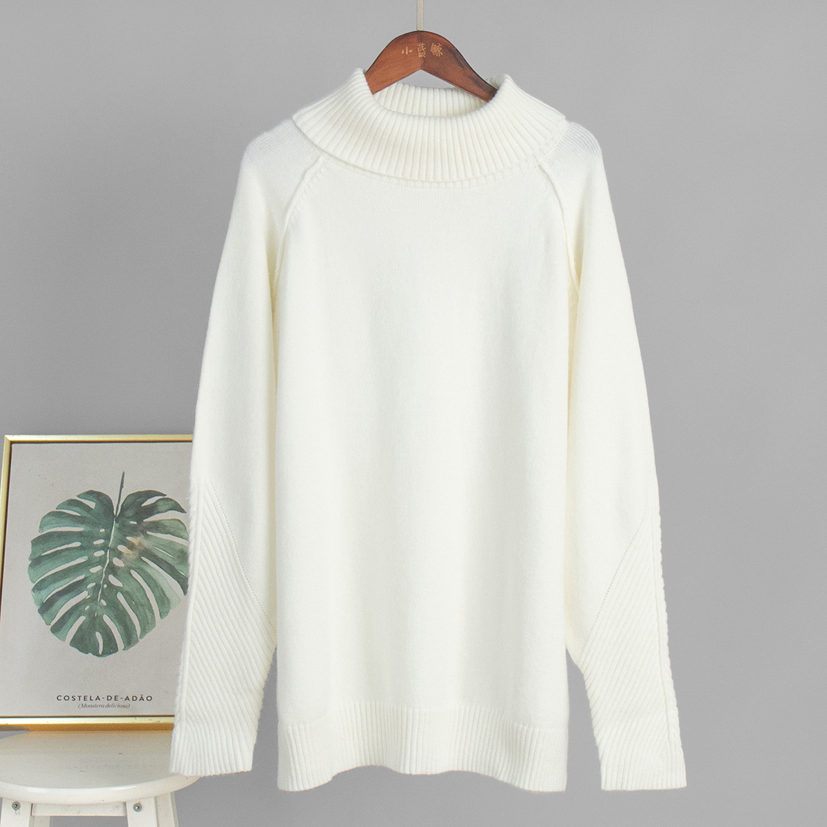 Autumn And Winter White Knitted Sweater Loose Casual Knitted For Women - Image 5