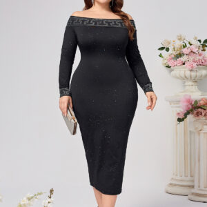 Autumn And Winter Long Sleeve Slim-fit Sequined Dress