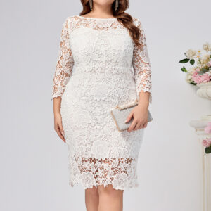 Lace Hollow Long Sleeve Pencil Skirt