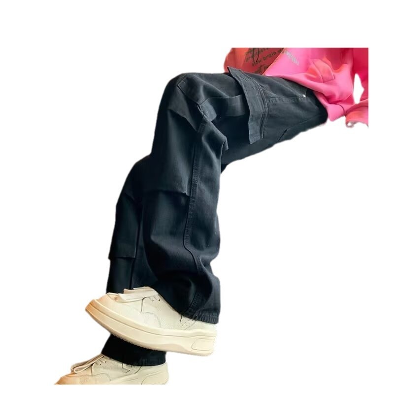 Loose Straight Heavy Stone Washed Retro Casual Denim Trousers - Image 7