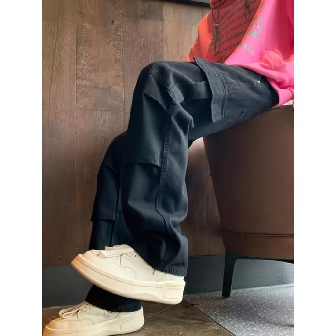 Loose Straight Heavy Stone Washed Retro Casual Denim Trousers - Image 3