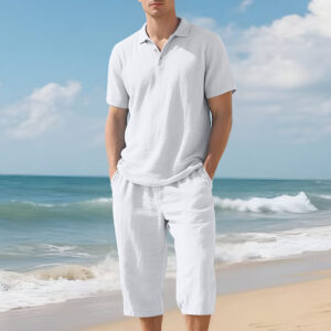 Summer Linen Suit Men's Beach Loose